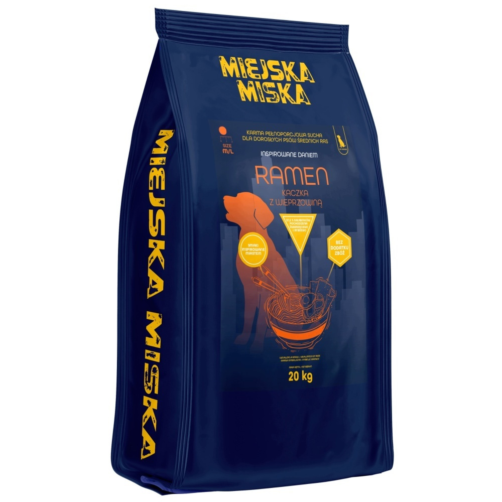 Miejska Miska Gaczoo Ramen Kaczka Karma Sucha dla Psów Ras Średnich 20kg M/L
